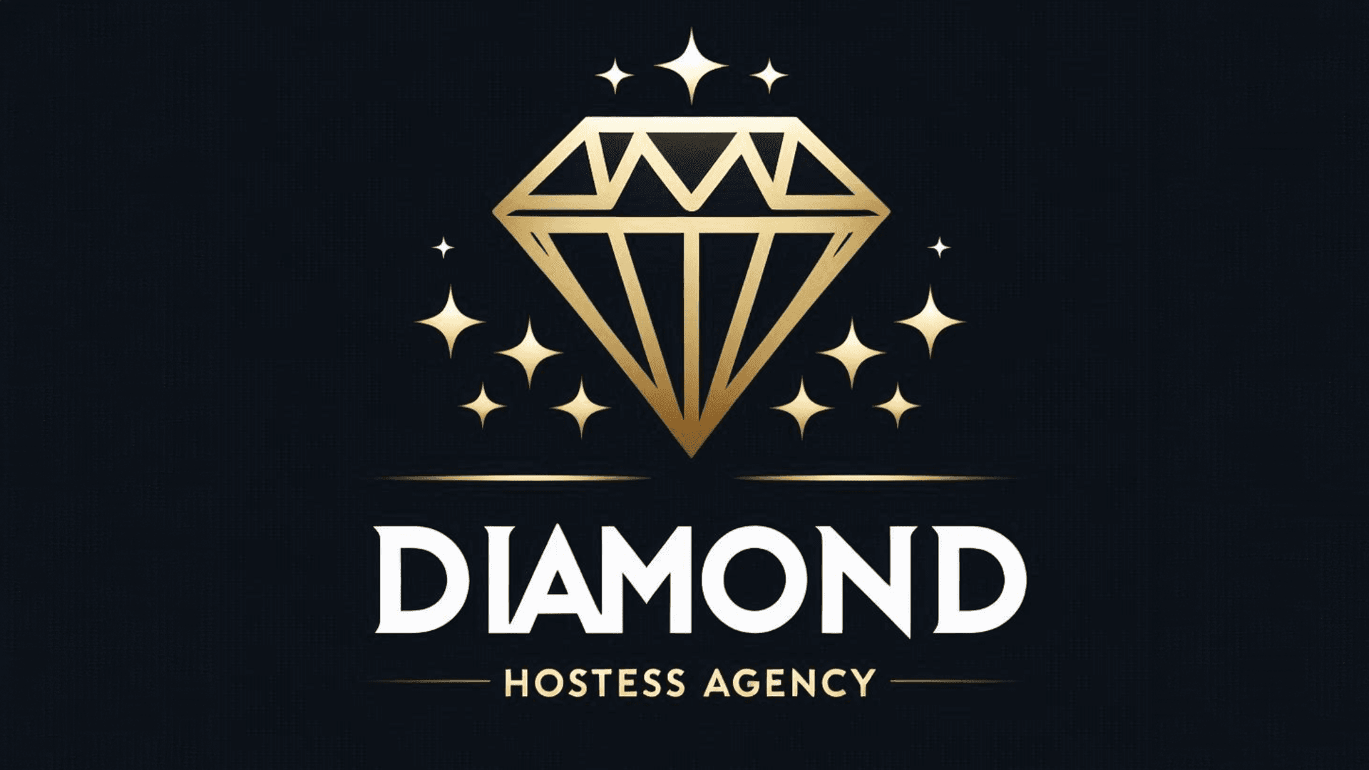 Diamond Hostess Agency logo with a stylized gold diamond and sparkles on a dark background.